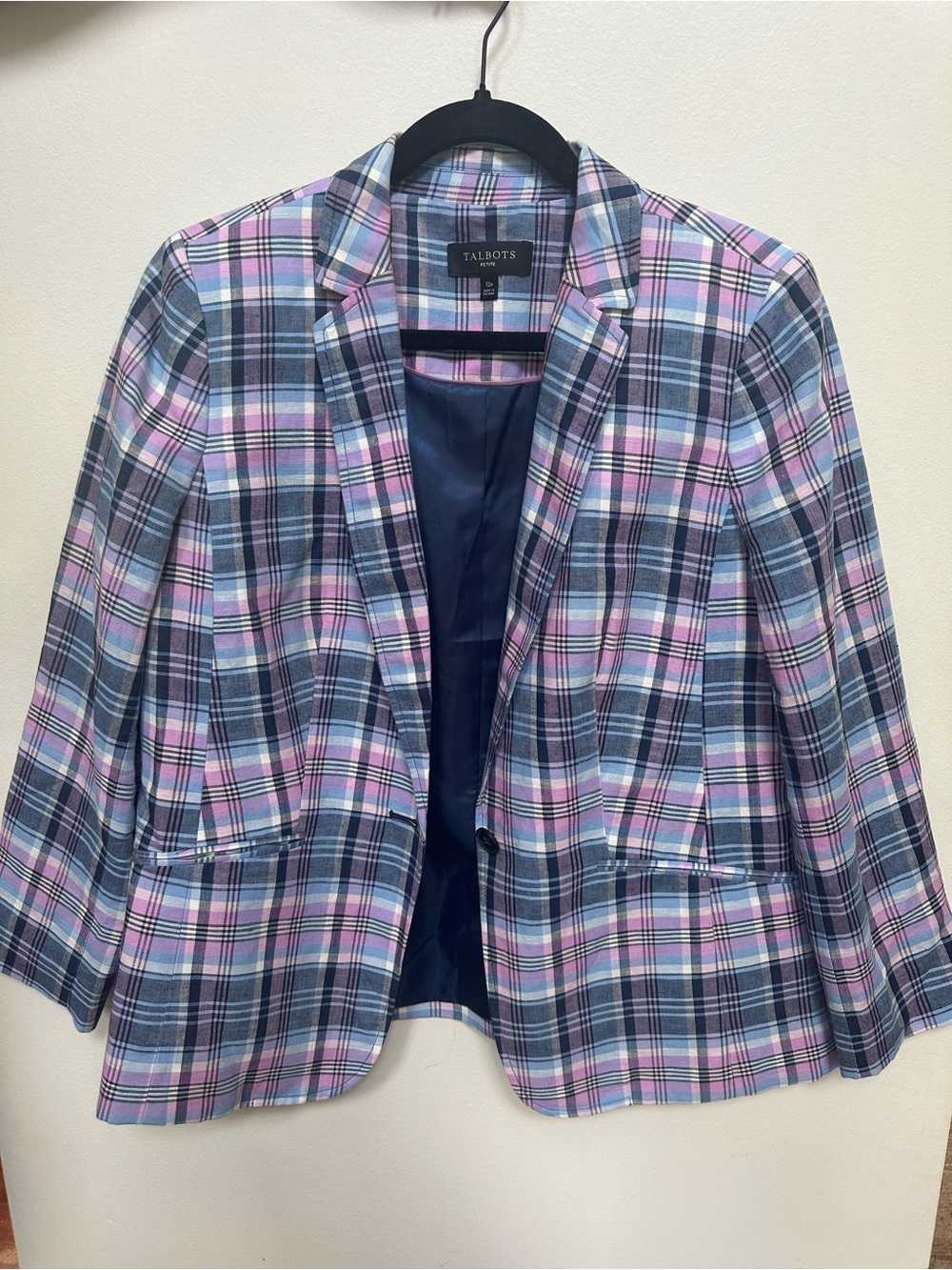 Talbots Lavender and Navy Plaid Women's Blazer
